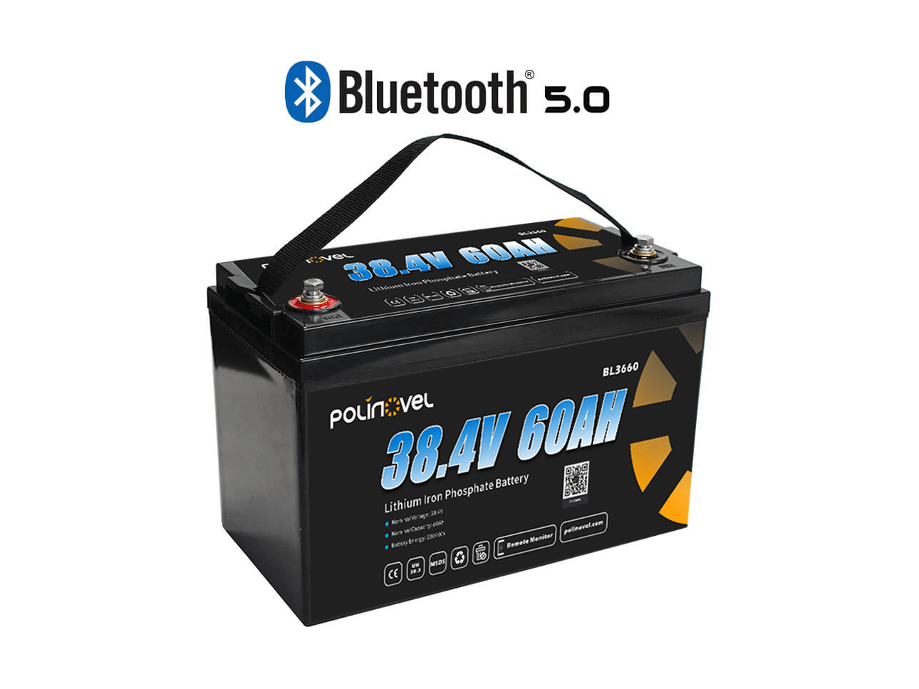 Polinovel 36V 60Ah LiFePO4 Bluetooth Battery